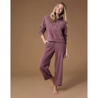 Weekend Brushed Half Zip Crop Long Sleeve - Redwood