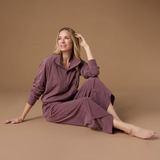 Weekend Brushed Half Zip Crop Long Sleeve - Redwood