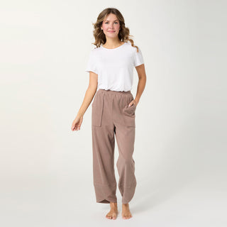 Weekend Brushed Scalloped Wide Leg Pants - Hardwood