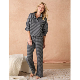 Cozymaxx Quilt Quarter Zip Long Sleeve - Black/Grey