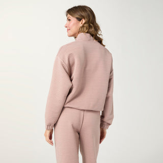 Cozymaxx Quilt Quarter Zip Long Sleeve - Dusty Rose