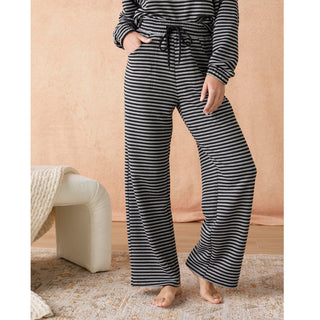 Cozymaxx Quilt Wide Leg Pants - Black/Grey