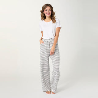 Cozymaxx Quilt Wide Leg Pants - White/Grey