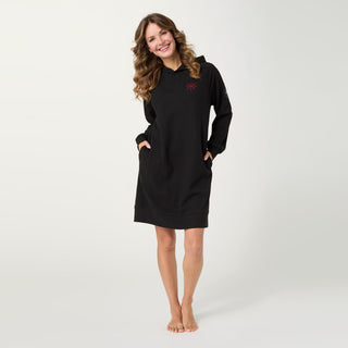Snug Haven Snowflake Hoodie Dress - Black