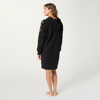 Snug Haven Snowflake Hoodie Dress - Black