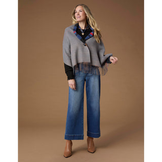 Franca Reversible Button Front Wrap - Red/Purple/Wine