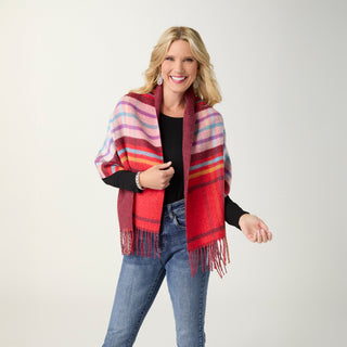 Franca Reversible Button Front Wrap - Red/Purple/Wine