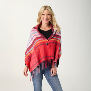 Franca Reversible Button Front Wrap - Red/Purple/Wine