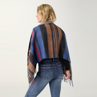 Franca Reversible Button Front Wrap - Denim/Camel/Grey