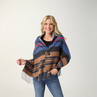 Franca Reversible Button Front Wrap - Denim/Camel/Grey
