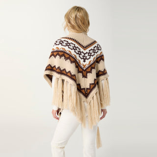 Austen Wrap with Fringe - Brown Mix