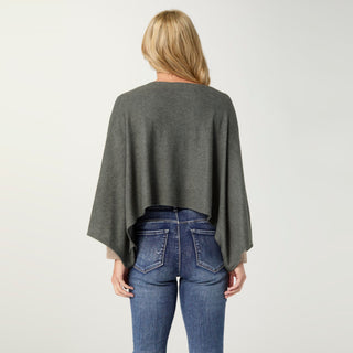 Lightweight Brushed Wrap with Buttons - Green