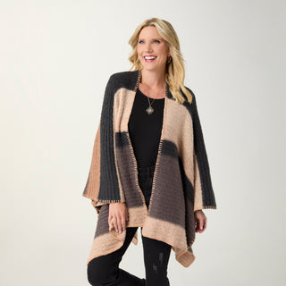 Arden Supersoft Stripe Wrap - Mocha/Black/Cream