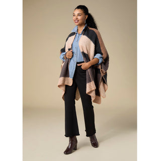 Arden Supersoft Stripe Wrap - Mocha/Black/Cream