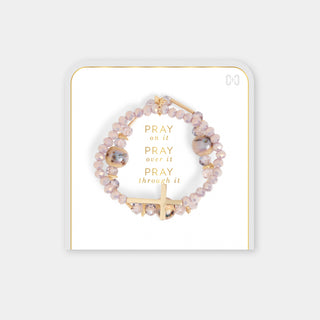 Pray on it, Pray over it, Pray through it Bracelet - Mauve