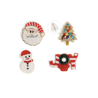 Holiday Beaded Brooch Assortment - Mixed