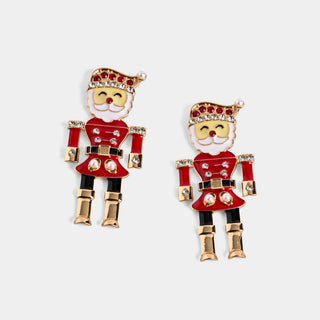 Santa Nutcracker Earrings - Red