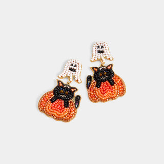Beware of Cat Earrings - Orange