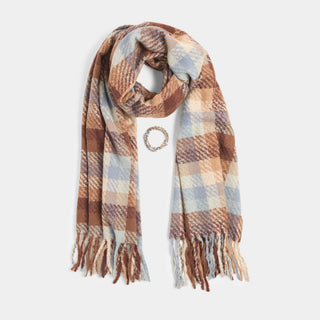Scarf + Bracelet Set - Brown/Blue