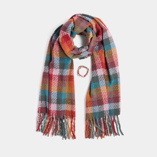 Scarf + Bracelet Set - Red Multi