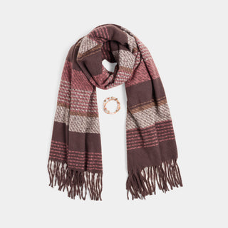 Scarf + Bracelet Set - Pink/Brown