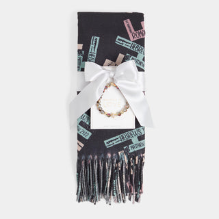 Faith Verse Scarf + Bracelet Set - Black
