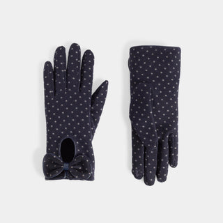 Bow Keyhole Touchscreen Gloves - Navy