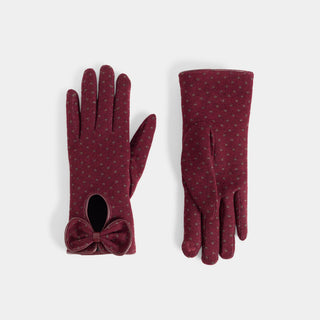 Bow Keyhole Touchscreen Gloves - Maroon