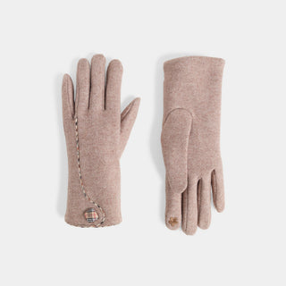 Touch of Plaid Touchscreen Gloves - Sand