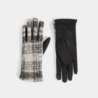 Subtle Sherpa Plaid Touchscreen Gloves - Black