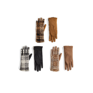 Subtle Sherpa Plaid Touchscreen Gloves Assortment - Mixed
