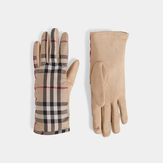Brilliant Plaid Touchscreen Gloves - Light Tan