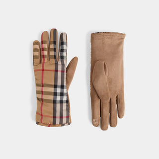 Brilliant Plaid Touchscreen Gloves - Camel