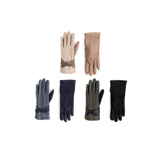 Faux Leather Twist Houndstooth Touchscreen Gloves Assortment - Mixed