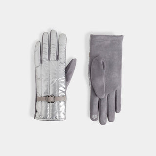 Vertical Puffer Touchscreen Gloves - Silver