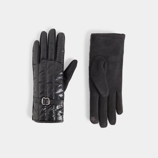 Vertical Puffer Touchscreen Gloves - Black