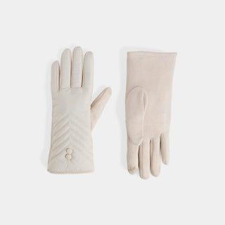 Double Button Touchscreen Gloves - Winter White