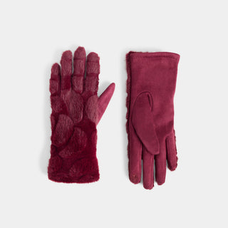 Ripple Fur Touchscreen Gloves - Deep Red