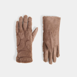 Ripple Fur Touchscreen Gloves - Tan