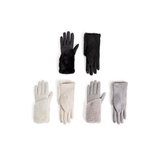Asymetrical Fur Wrist Touchscreen Gloves Assortment - Mixed