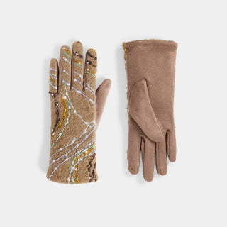 Felt Line Touchscreen Gloves - Tan
