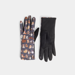 Dog Variety Touchscreen Gloves - Black