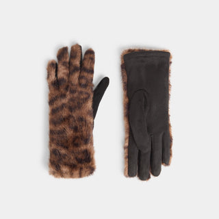 Animal Print Touchscreen Gloves - Brown
