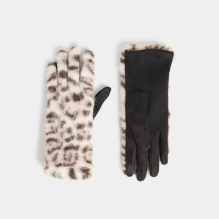 Animal Print Touchscreen Gloves - Winter White