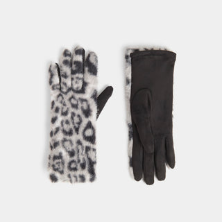 Animal Print Touchscreen Gloves - Grey