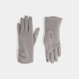 Chic Button Detail Touchscreen Gloves - Grey