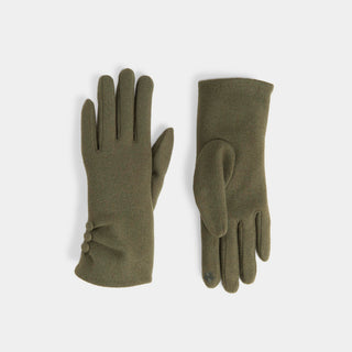 Chic Button Detail Touchscreen Gloves - Olive