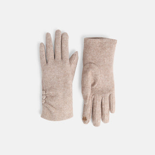 Chic Button Detail Touchscreen Gloves - Tan