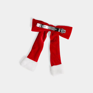 Santa Bow Hair Clip - Red