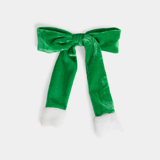 Santa Bow Hair Clip - Green
